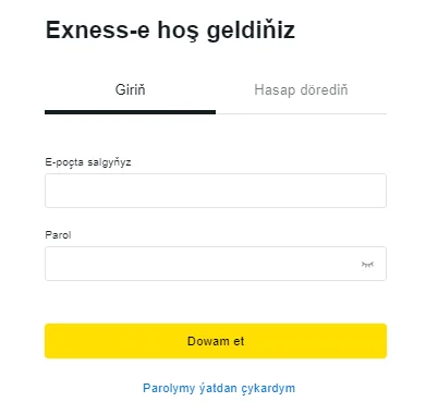 Türkmenistandaky Exness hasabyňyza giriň