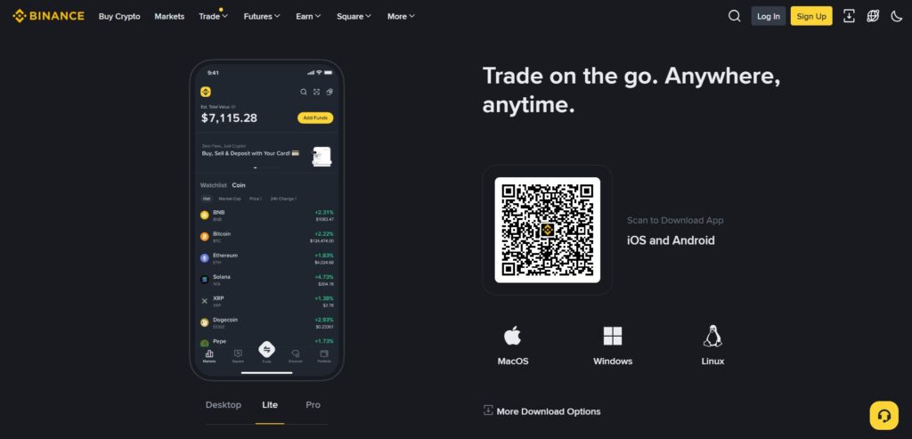 Интерфейс Binance