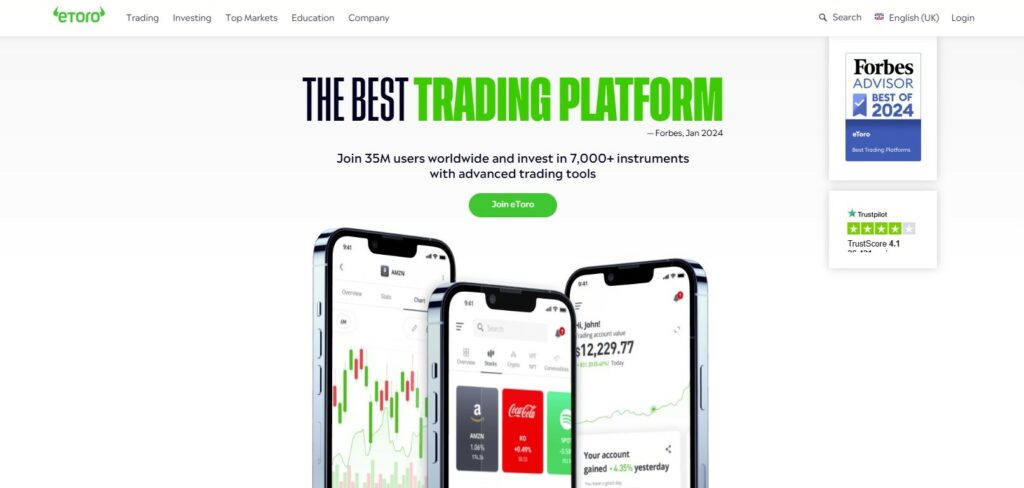 Сайт eToro