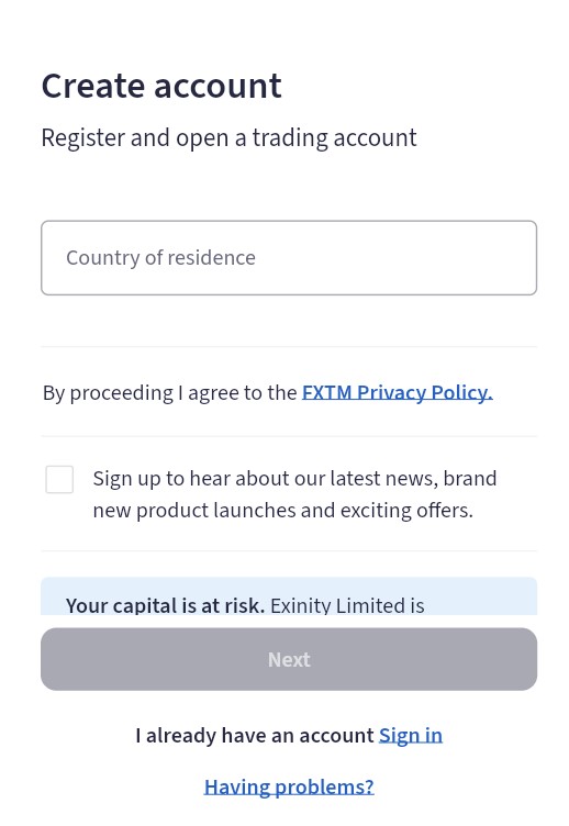 Как Создать счет в FXTM